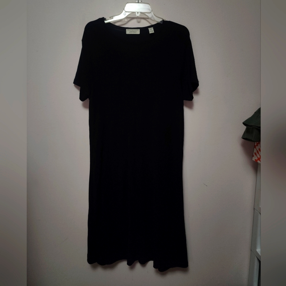 Exclusively For You Lord & Taylor Black Short Sleeve Rayon Dress L
